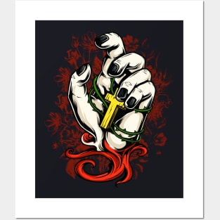 Hand with Cross Christianity Faith Posters and Art
